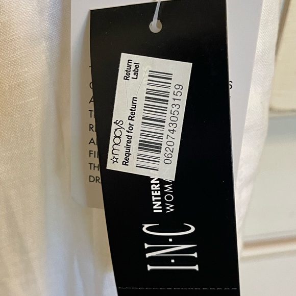 Inc. Int. Concepts White Linen Pants with Aqua Chiffon Belt with Pockets 18W - Picture 4 of 6